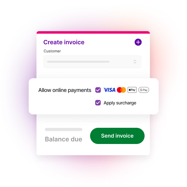 online invoice payment apply surcharge